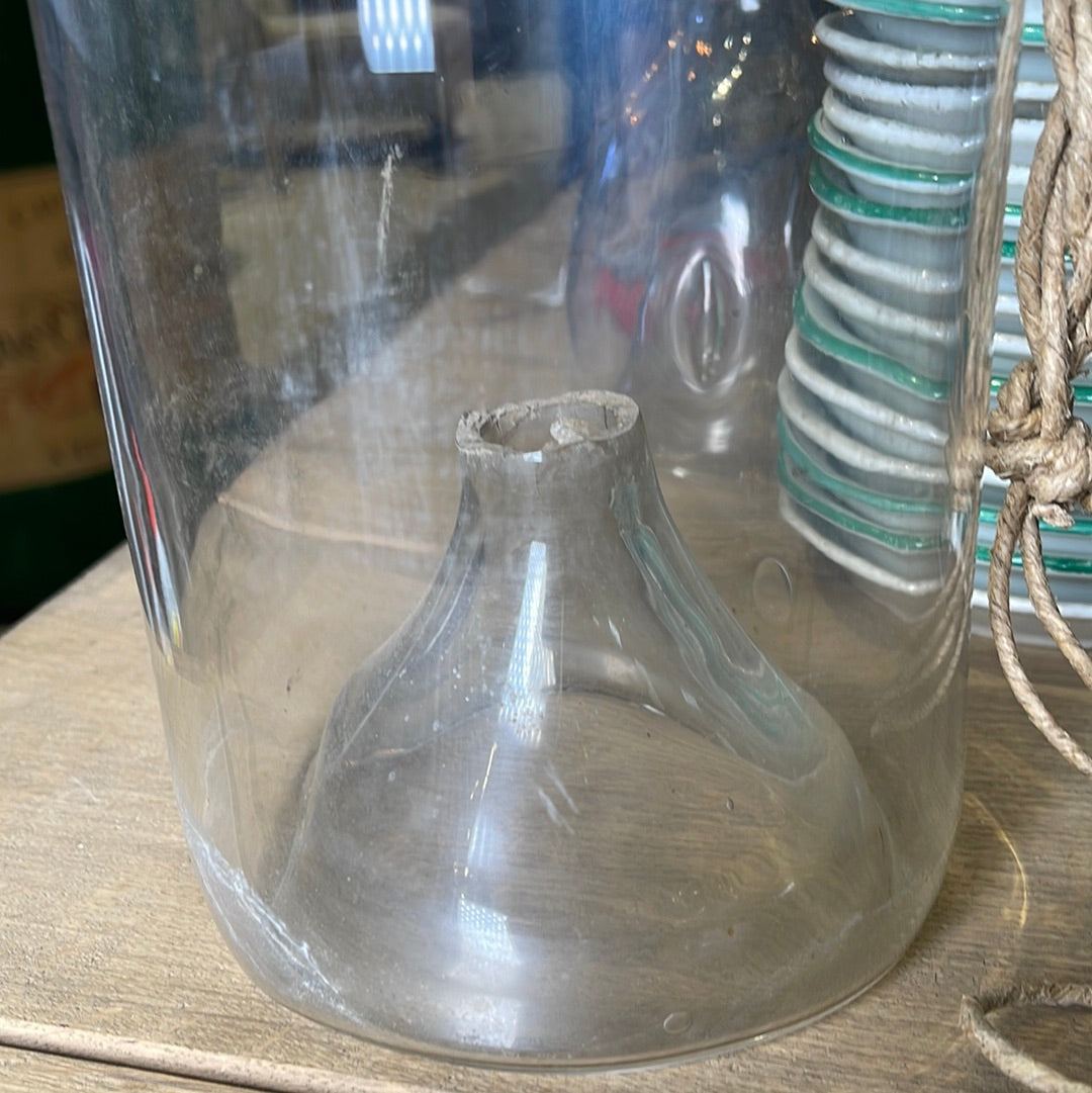 Bubble Glass Minnow Trap with Mesh over Top - The White Barn Antiques