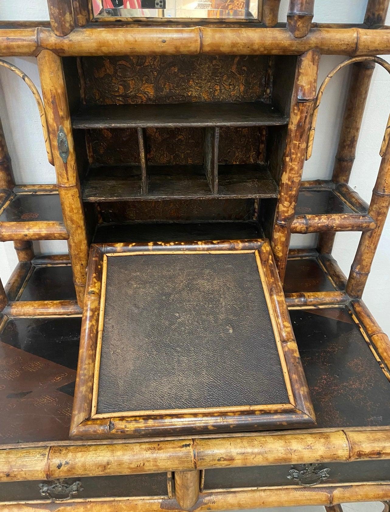 19th Century Original Lacquer Bamboo Cabinet - The White Barn Antiques