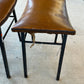 Metal Framed Leather Topped Stool - The White Barn Antiques