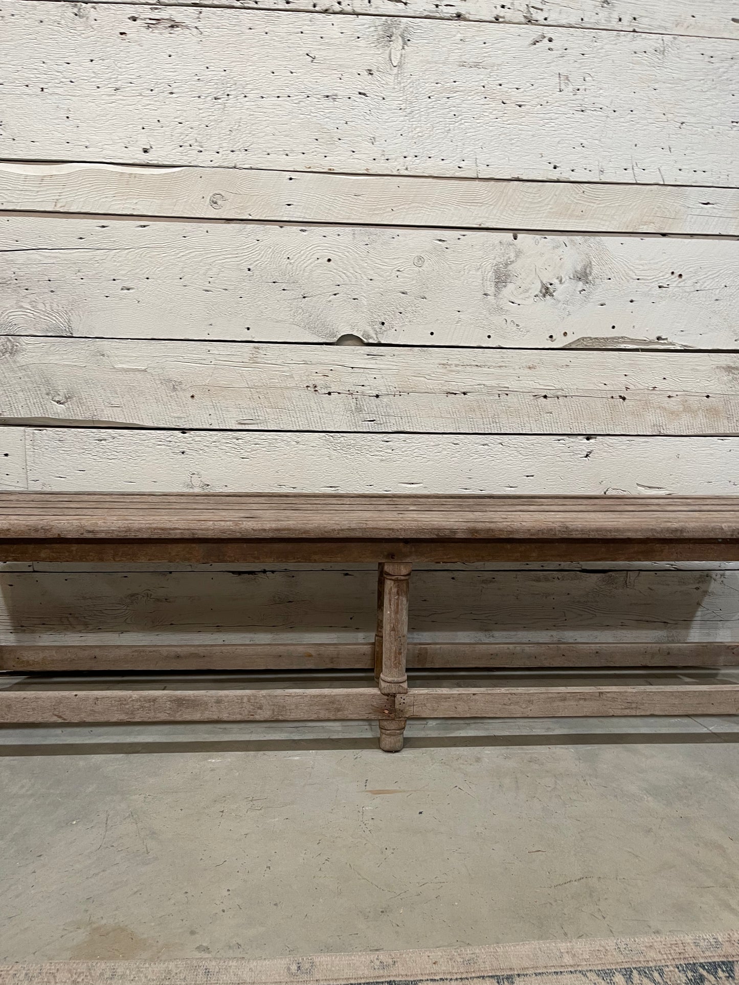 Long Slat Wood Bench - The White Barn Antiques