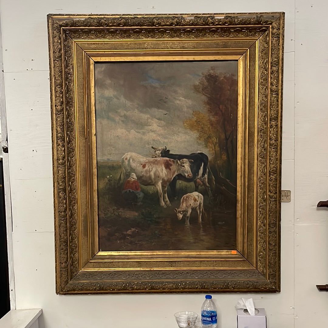 Milk Maid Painting - The White Barn Antiques