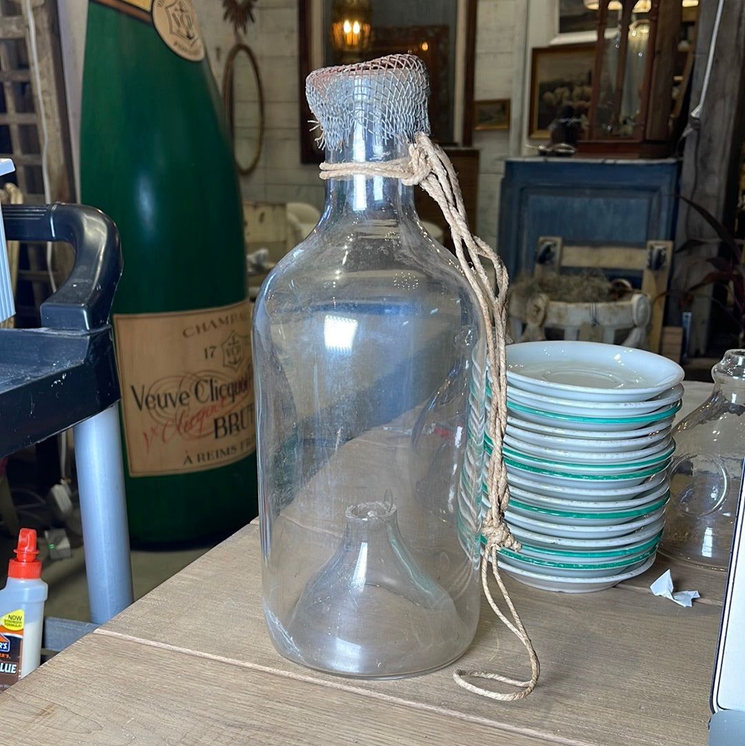 Bubble Glass Minnow Trap with Mesh over Top - The White Barn Antiques