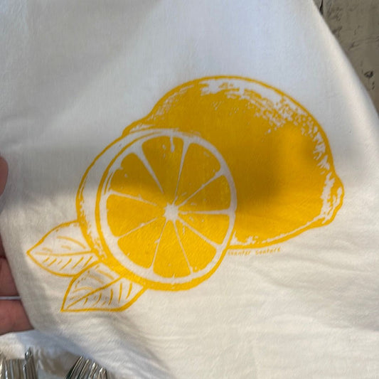 Lemons Flour Sack Tea Towel - The White Barn Antiques