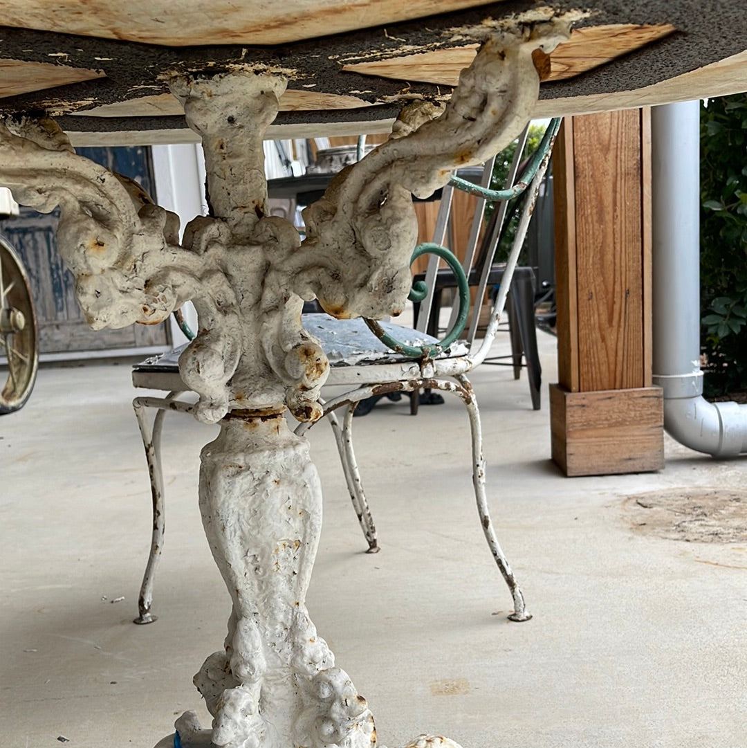 White Iron Base Concrete Top Table - The White Barn Antiques