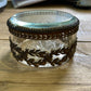 Jewelry box with gold emblem - The White Barn Antiques