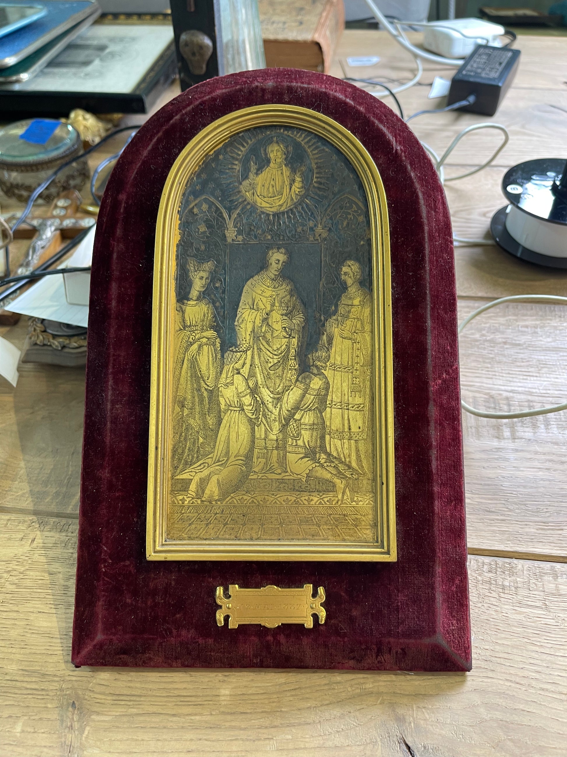 Etched Gold Religious Plaque - The White Barn Antiques