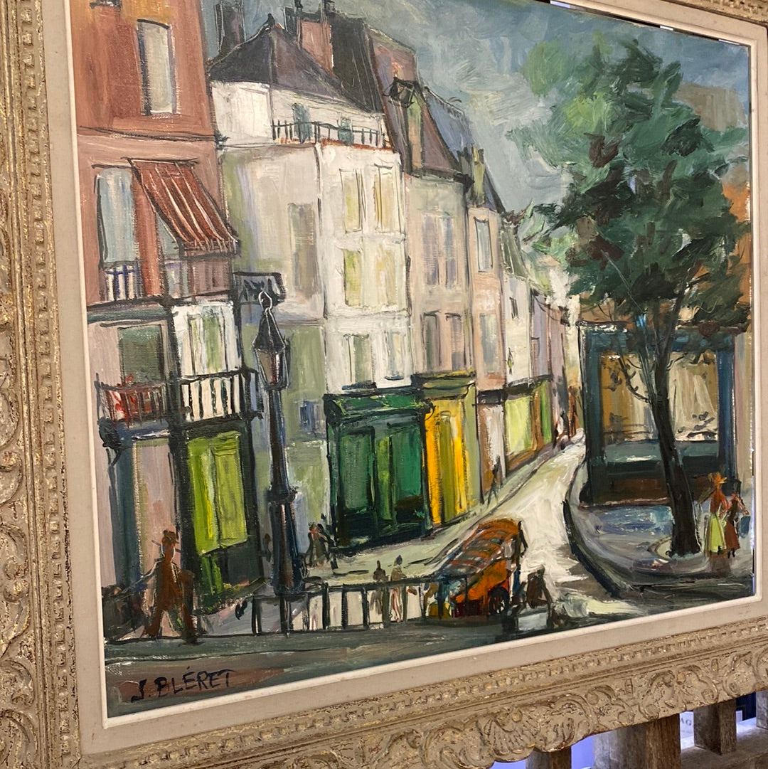 Monmarte Painting Oil on Canvas - The White Barn Antiques