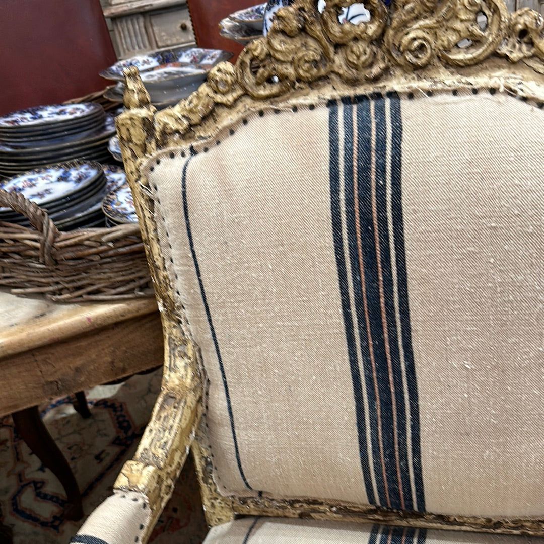 French Striped 1800s Chairs - The White Barn Antiques