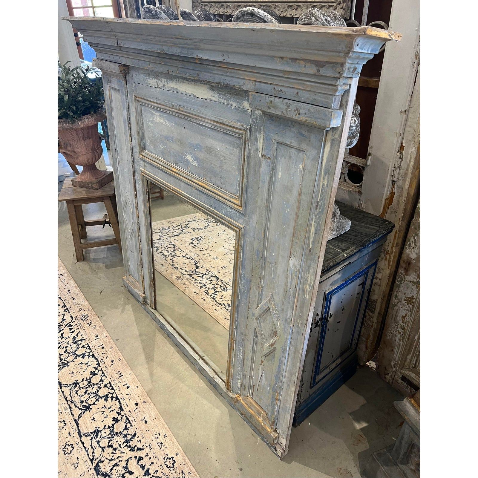 19th Century Wood Framed Mantel Mirror - The White Barn Antiques