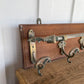 Wood and Brass Coat Rack 1900 - The White Barn Antiques