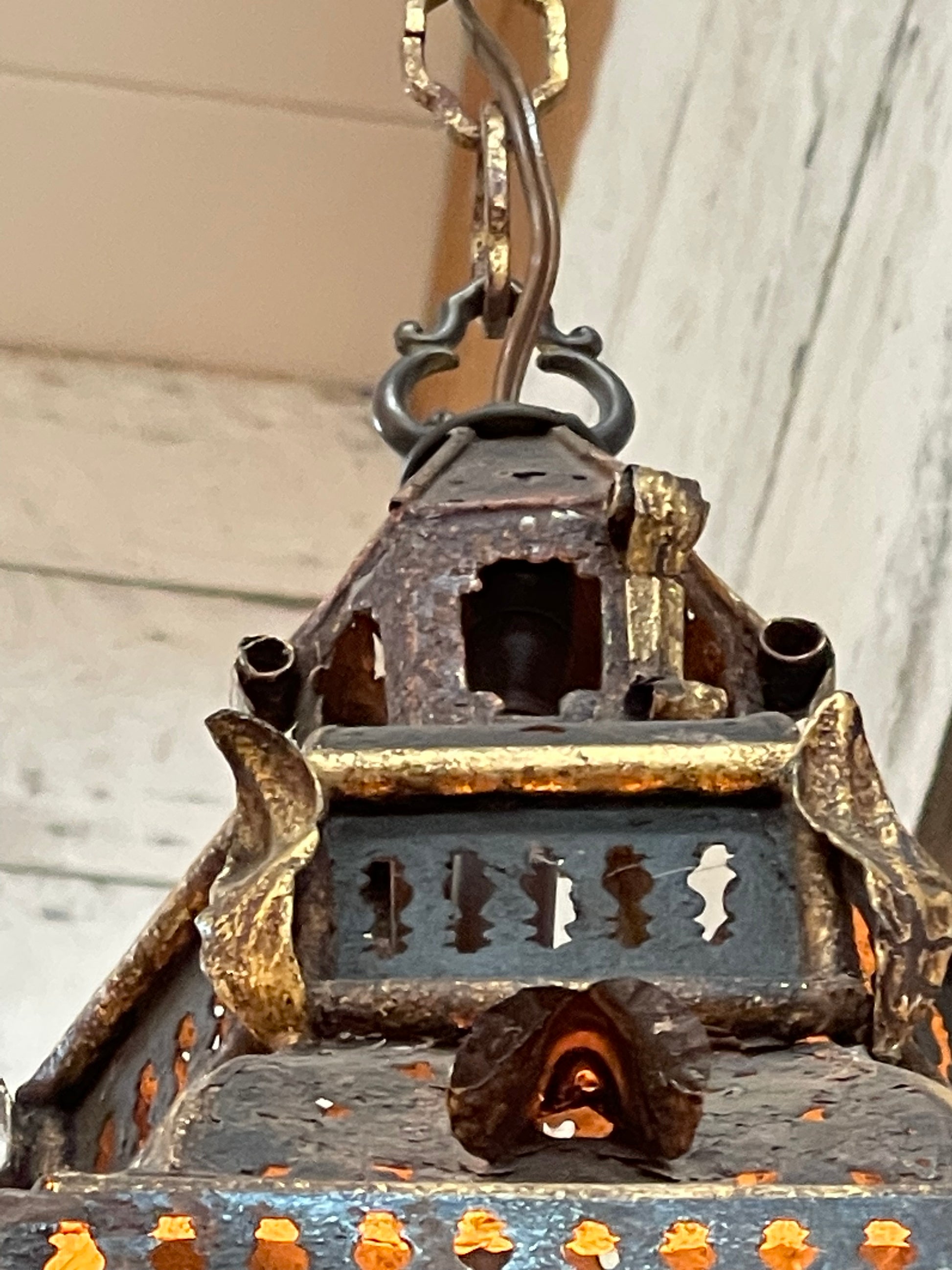 Original 18th Century Venetian Punched Metal Lantern - The White Barn Antiques