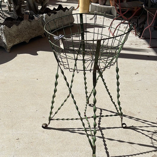 Wire Basket on Stand - The White Barn Antiques