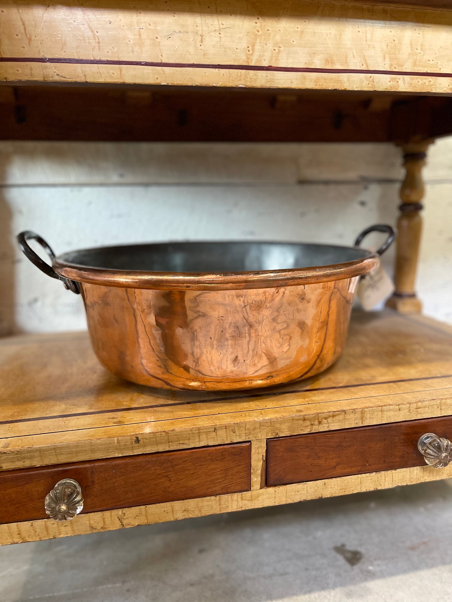 Round Copper Preserving Pan 1900 - The White Barn Antiques