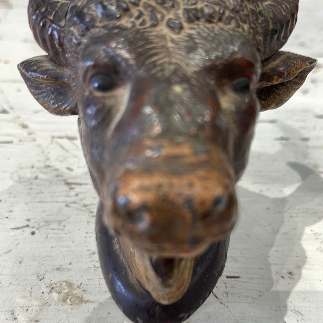 Bronze Bull Ink Pot. - The White Barn Antiques