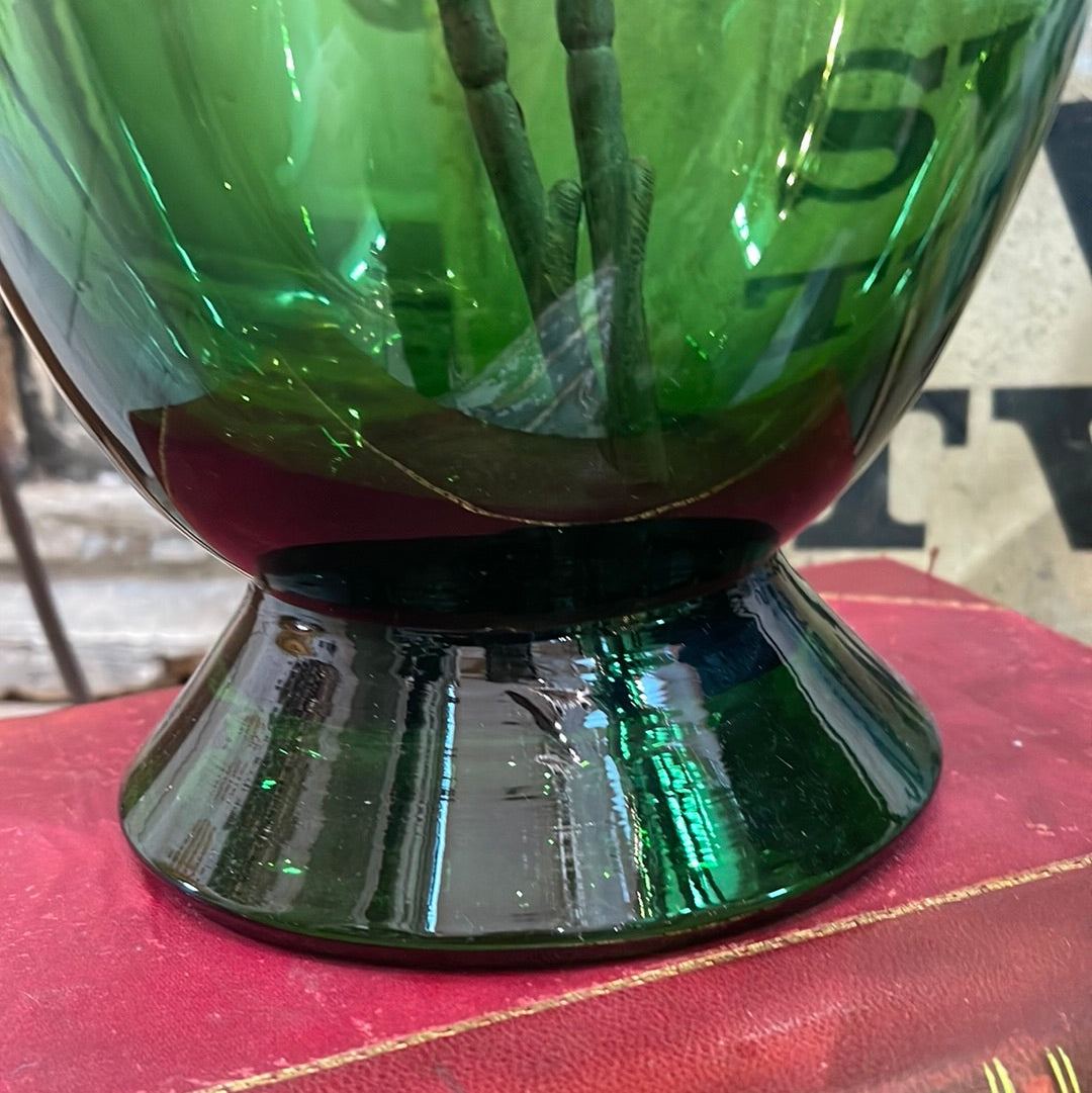 Large Empoli Green Crystal Non-Classical Vase - The White Barn Antiques
