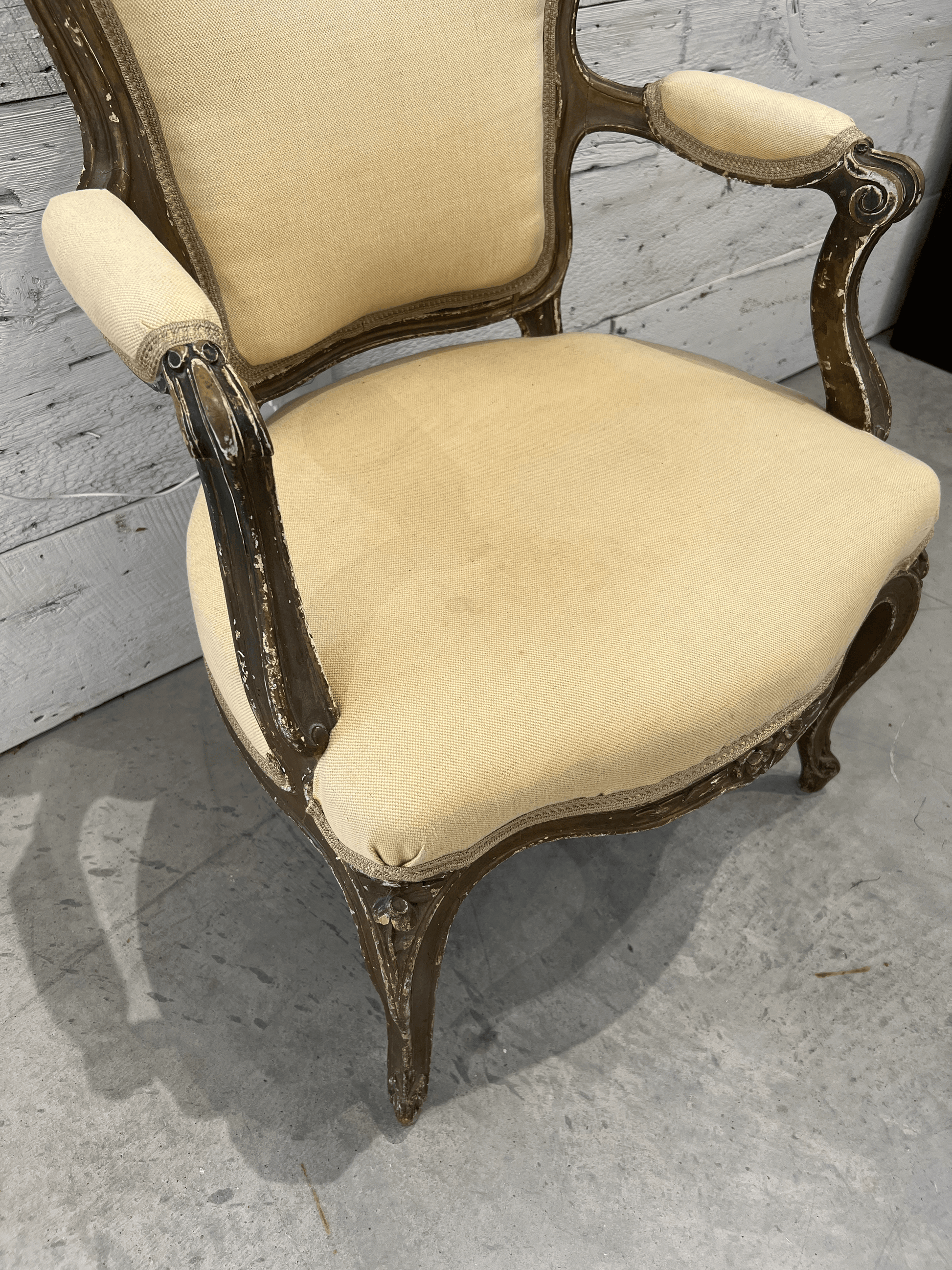 Early 20th Century Louis XV Walnut Fauteuil Arm Chairs - a Pair - The White Barn Antiques