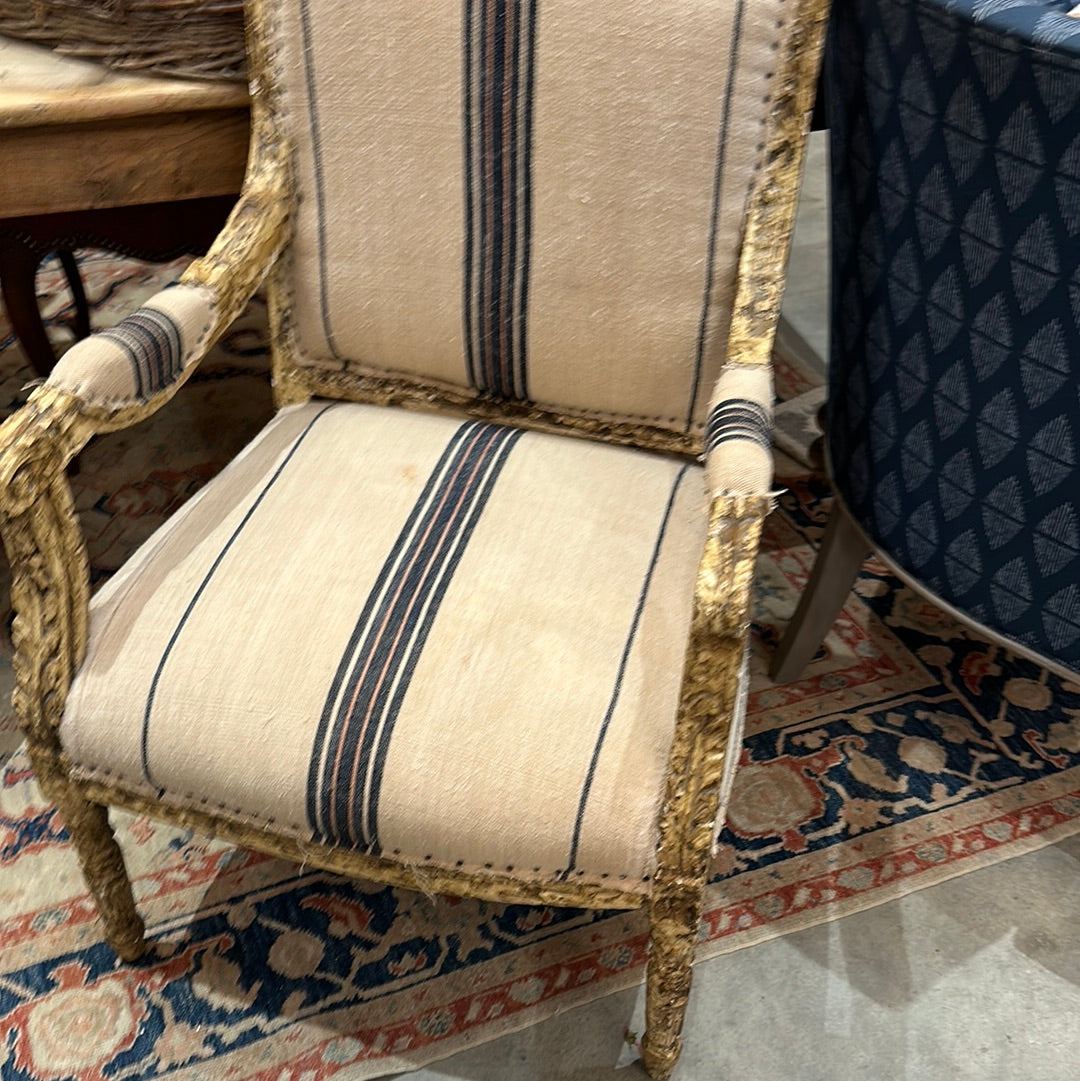 French Striped 1800s Chairs - The White Barn Antiques