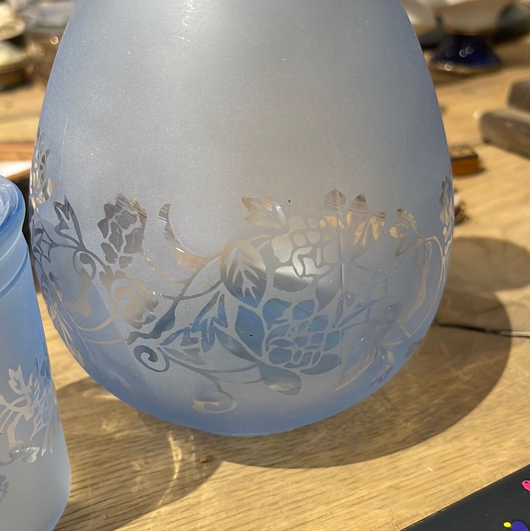 Blue Glass Pitcher - The White Barn Antiques
