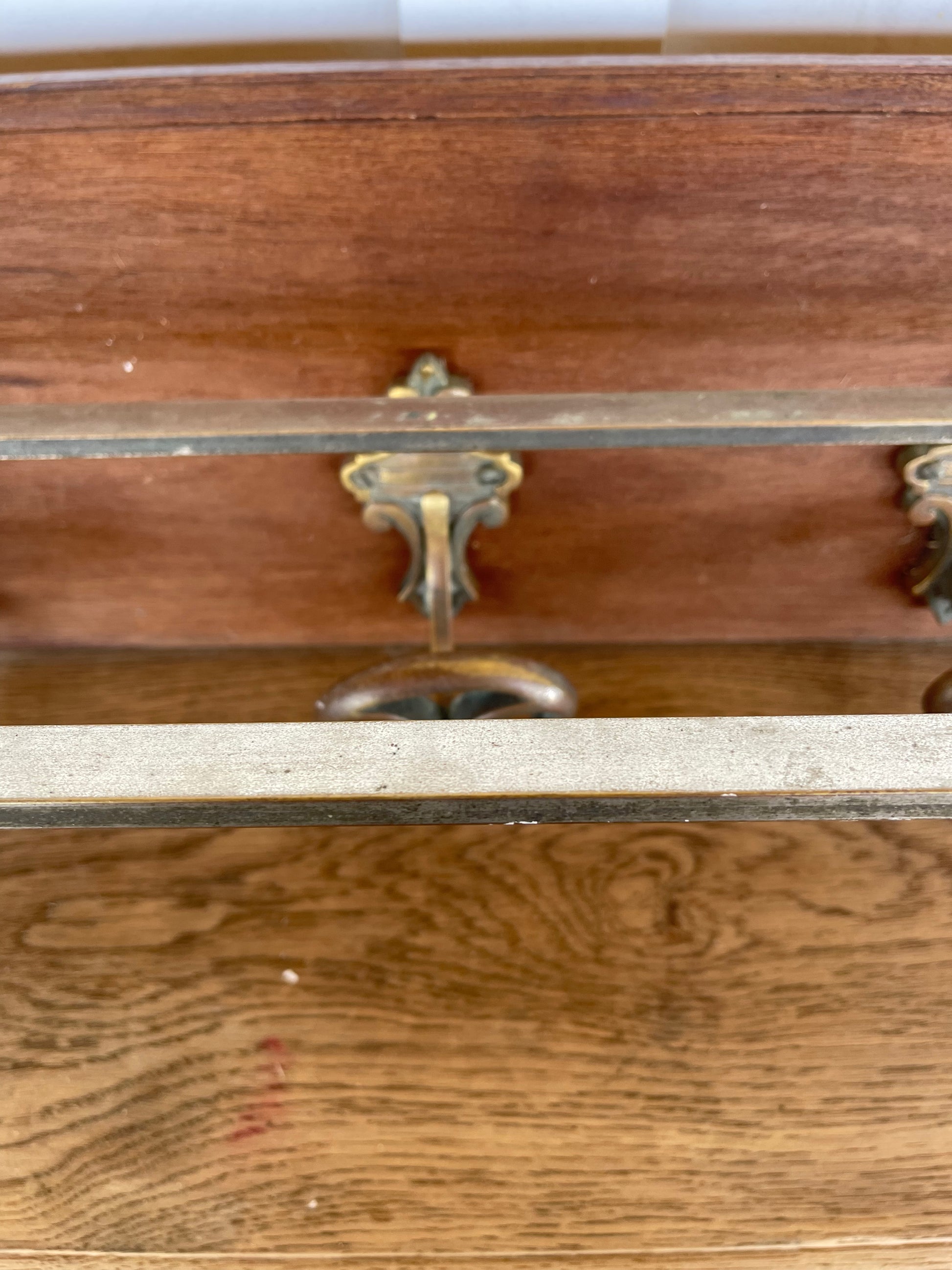 Wood and Brass Coat Rack 1900 - The White Barn Antiques