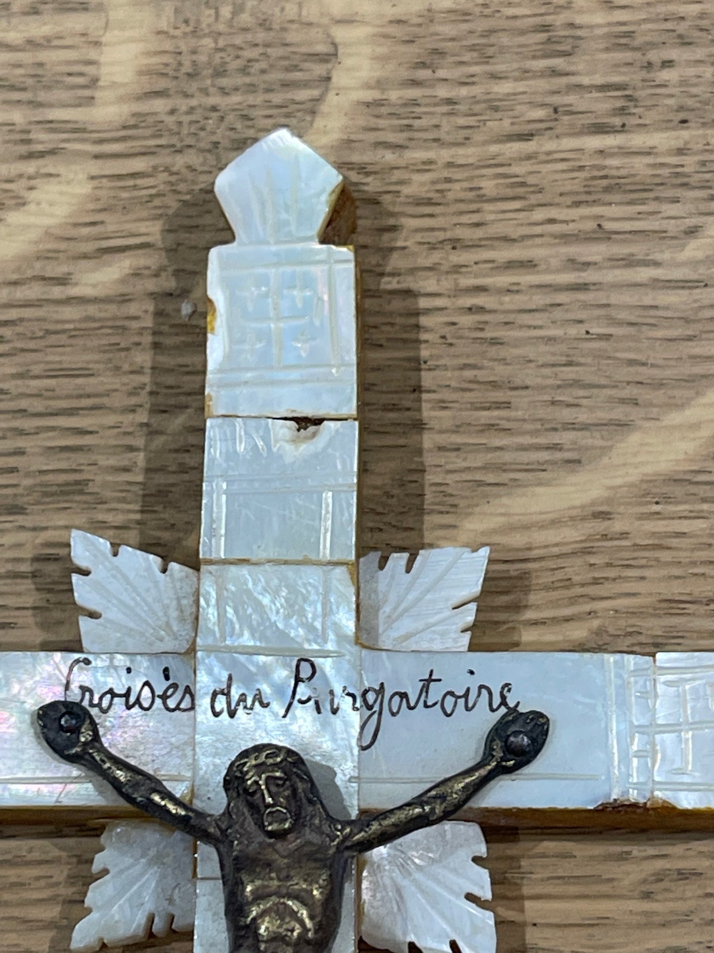 Mother of Pearl Crucifix - The White Barn Antiques