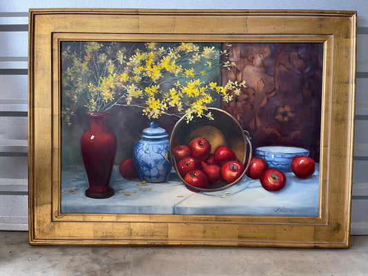 Painting Apples with Blue Ginger Jar - The White Barn Antiques