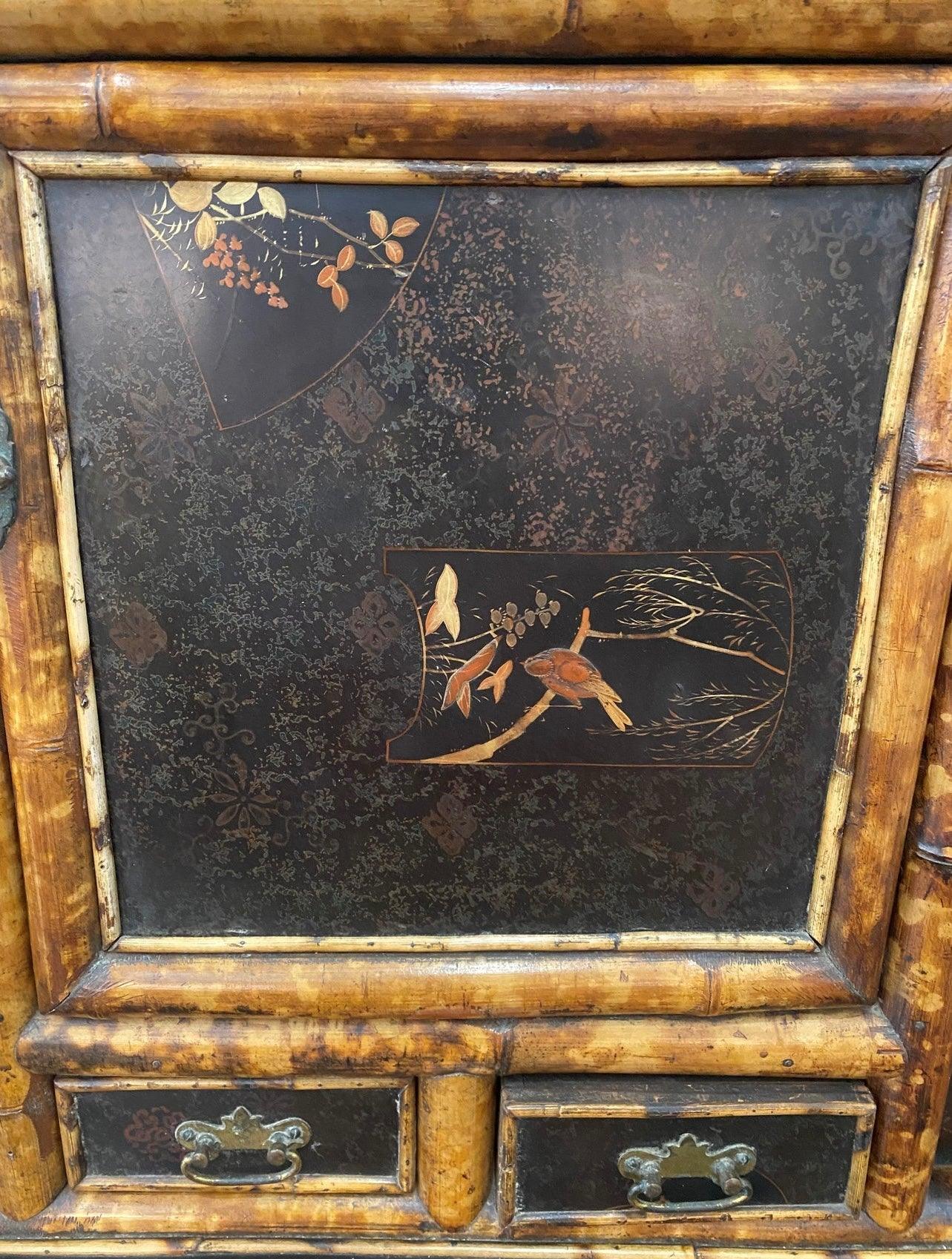 19th Century Original Lacquer Bamboo Cabinet - The White Barn Antiques
