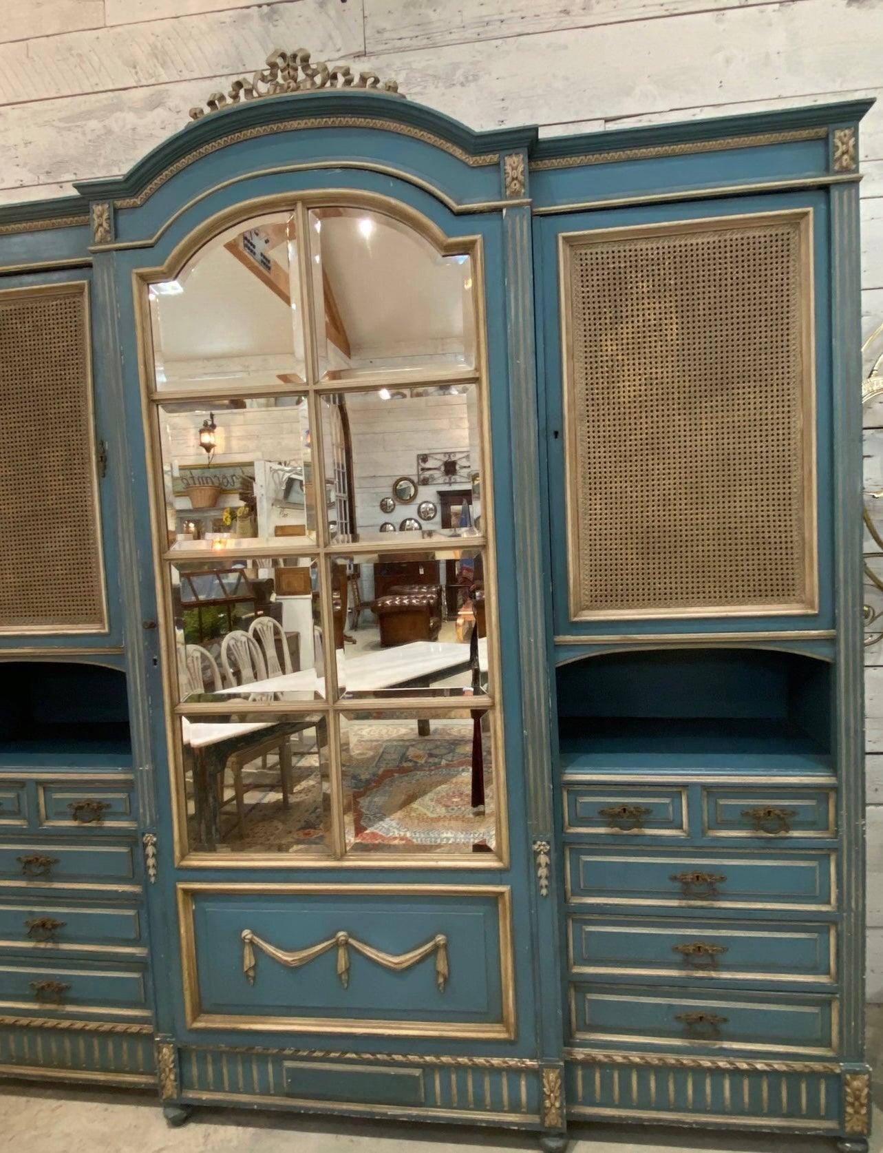 Circa 1860s Painted French Provincial Mirrored Armoire - The White Barn Antiques