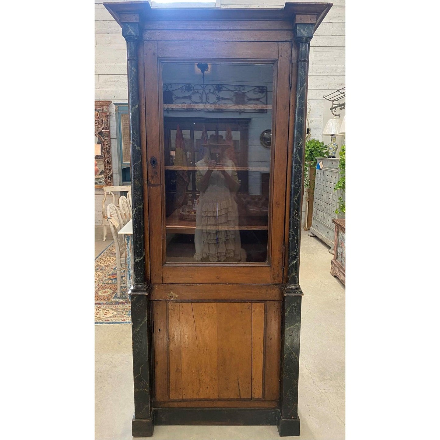 19th Century Faux Marble French Pharmacy/Apothecary Cabinet - The White Barn Antiques