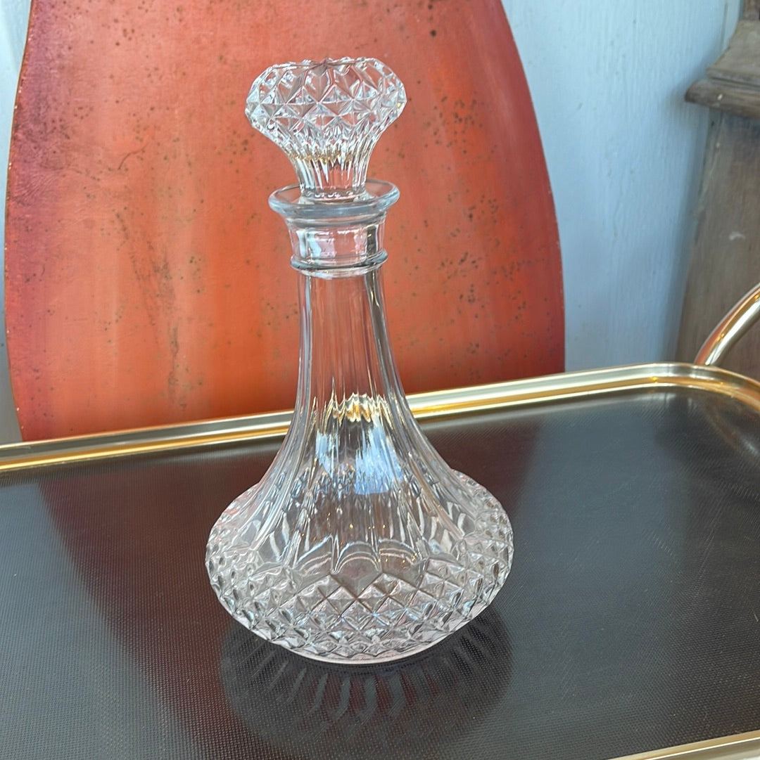 Glass Decanter with Decorative and Matching Lid - The White Barn Antiques