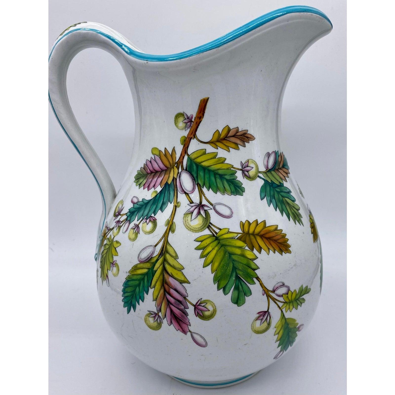 Antique English Water Jug in the Avis Pattern With Birds & Foliage, 19th Century - The White Barn Antiques