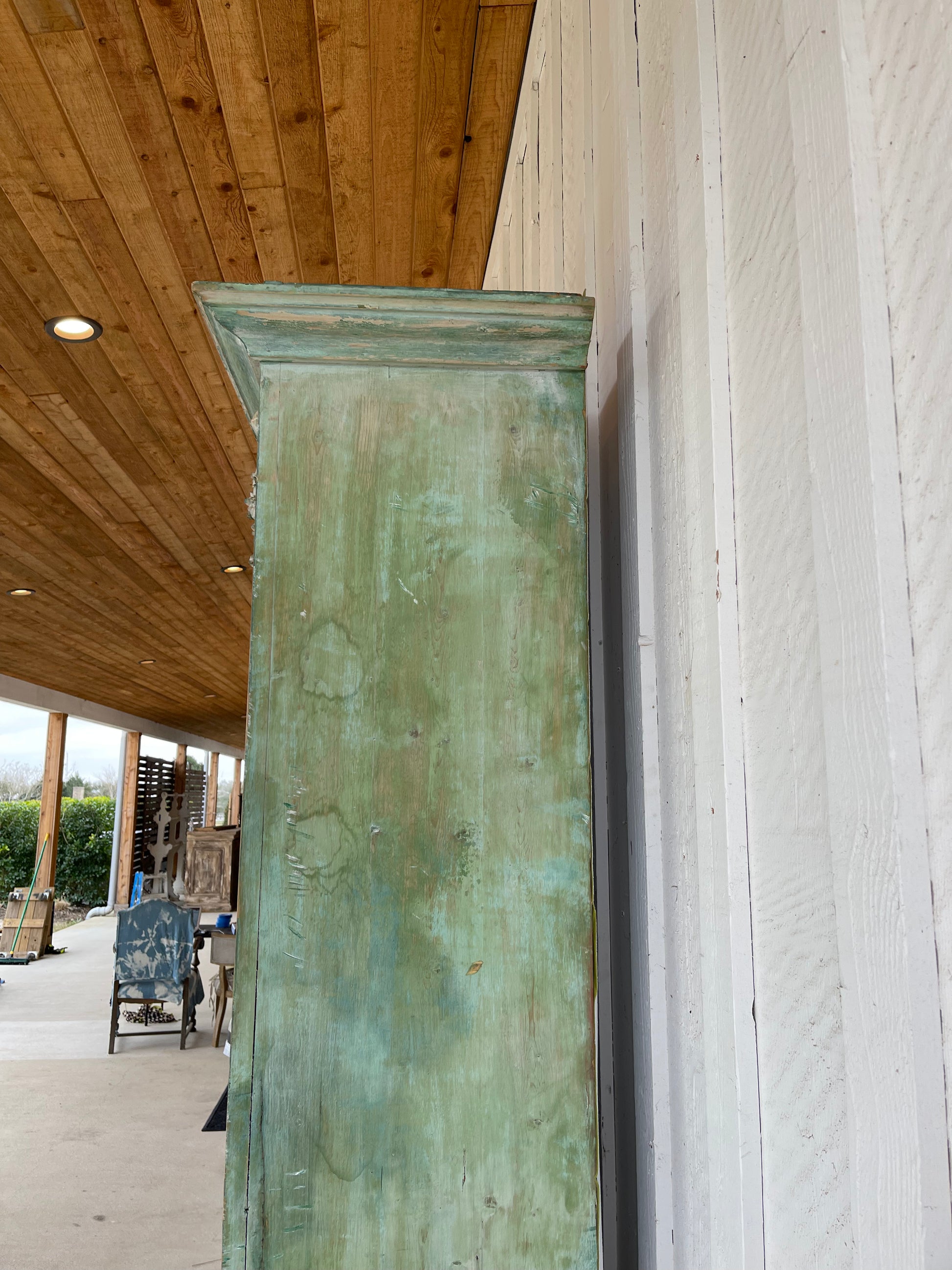 Cupboard - Green 19th Century 2 Pieces - The White Barn Antiques