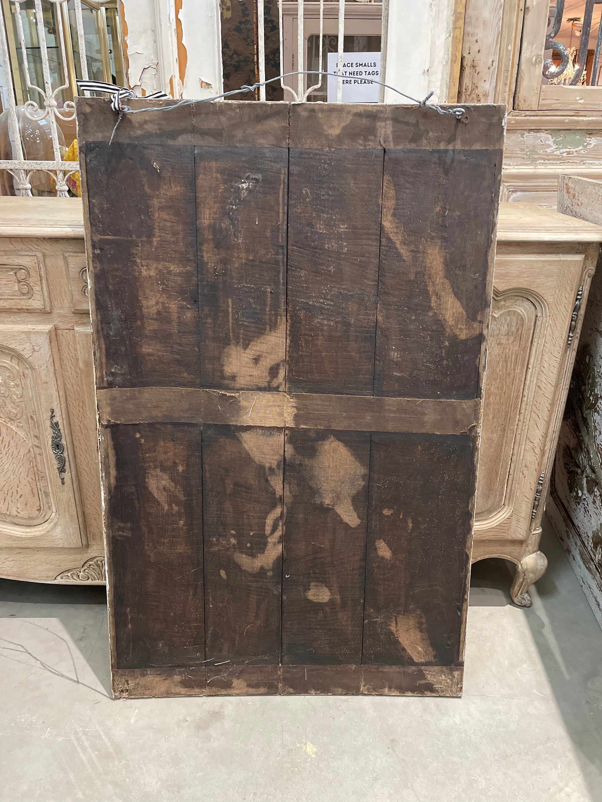Original Painted Carved Limewood Panel Depicting Musical Instruments - The White Barn Antiques