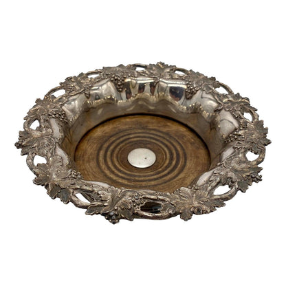 Antique Silver Plated Wine Coaster From England - Circa 19th Century - The White Barn Antiques