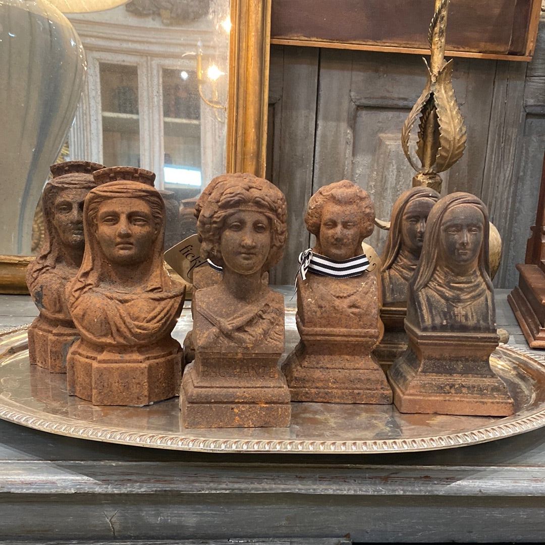 Cast Iron French Head Bookends - The White Barn Antiques