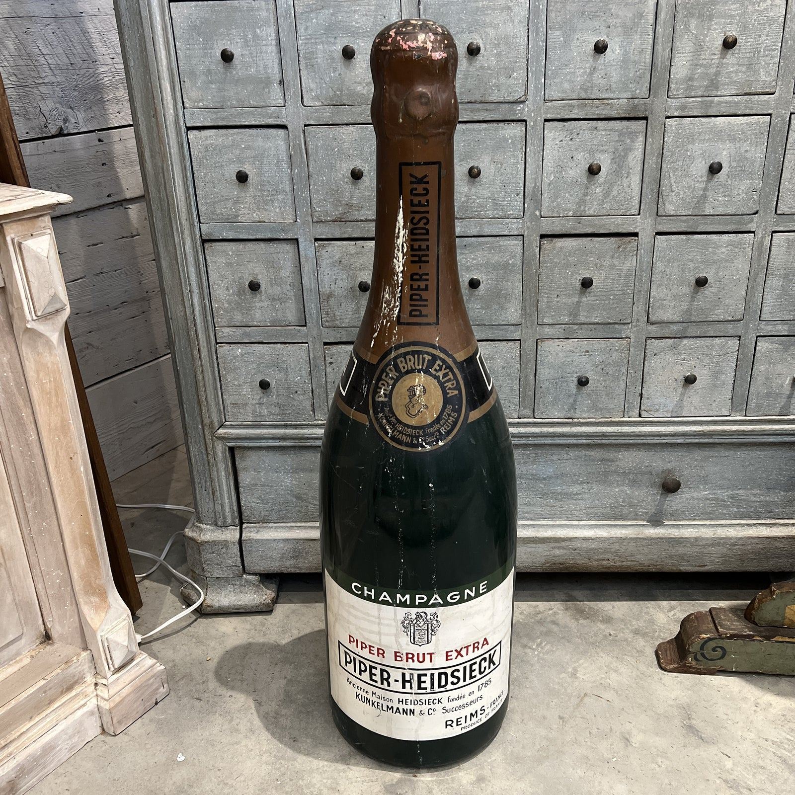 Mid-Century Modern Large Piper-Heidsieck Plastic Champagne Bottle - The White Barn Antiques