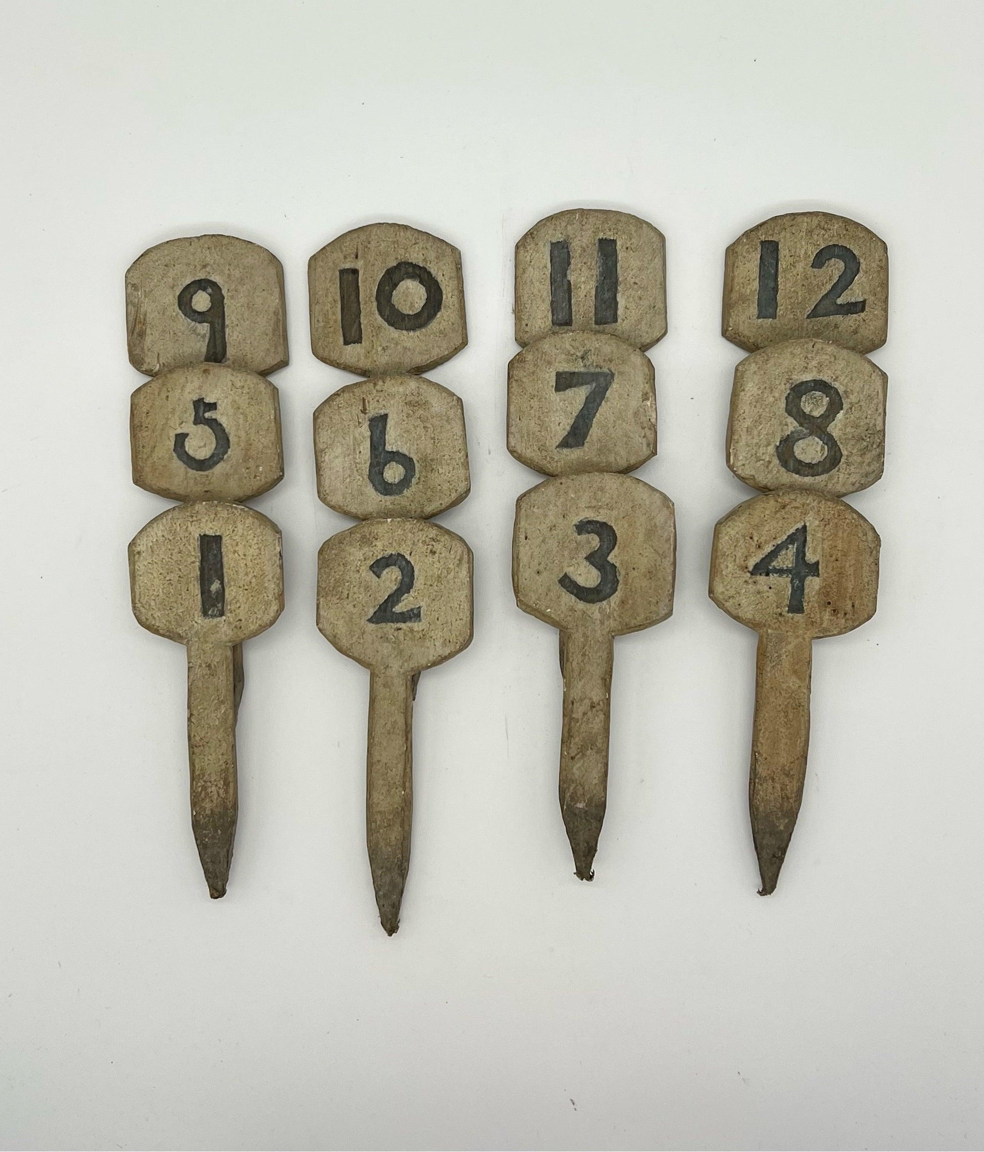 Collection of Painted Wood Numbers 1-12 - The White Barn Antiques