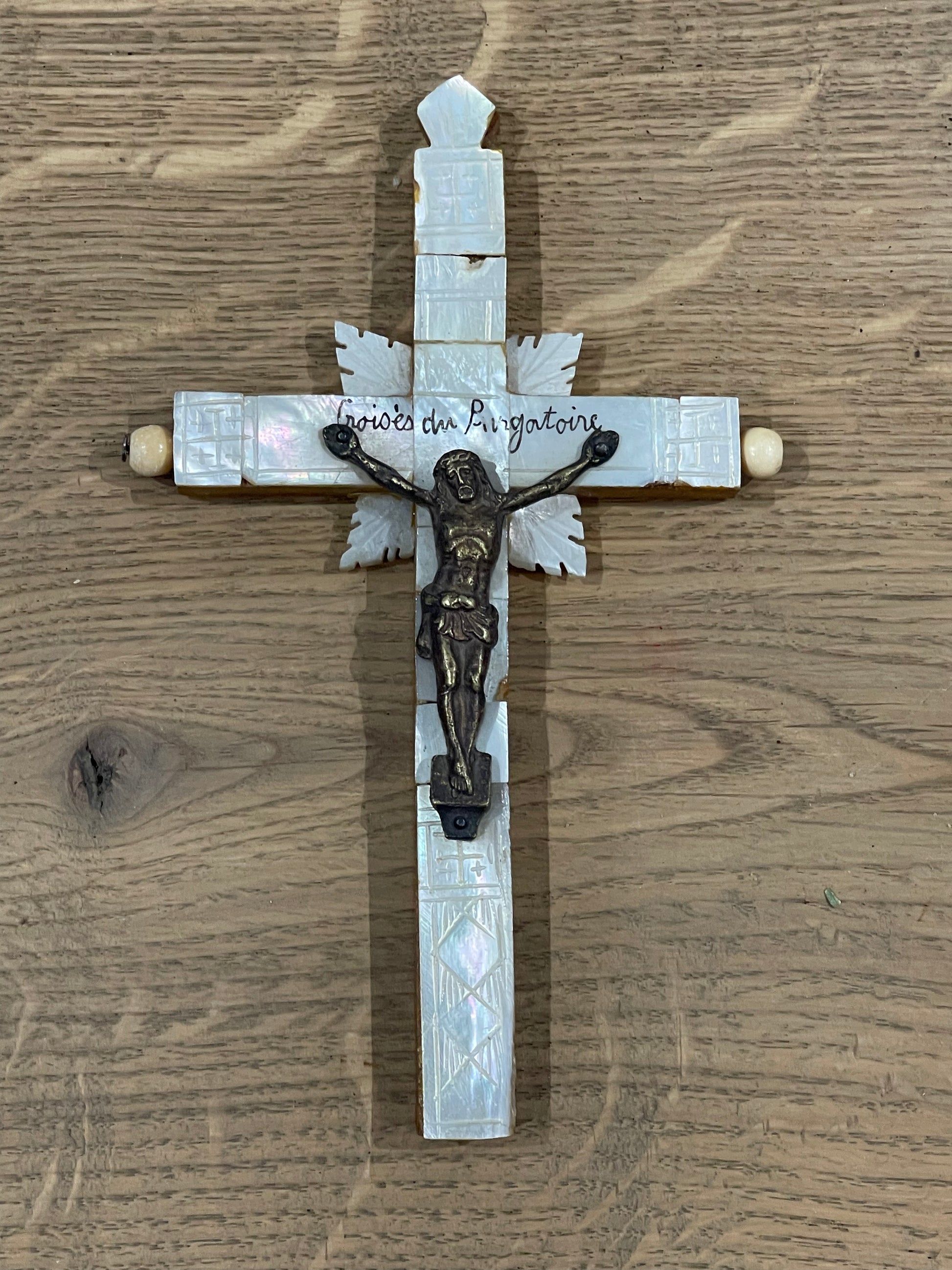 Mother of Pearl Crucifix - The White Barn Antiques