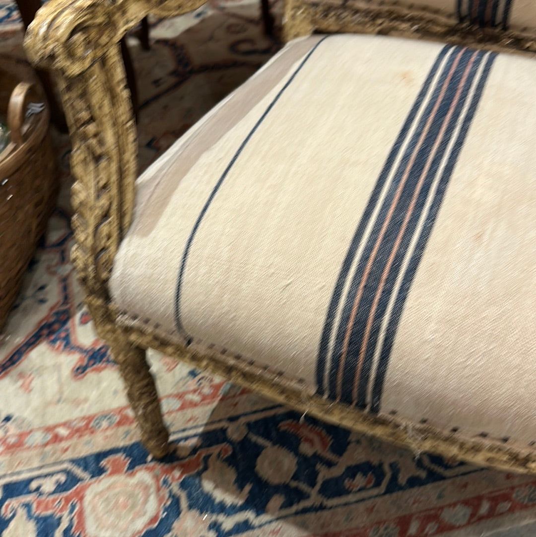 French Striped 1800s Chairs - The White Barn Antiques