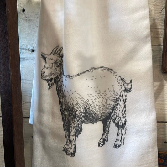 Goat Flour Sack Tea Towel - The White Barn Antiques