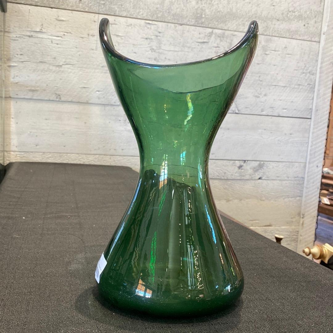 Angular Crystal Empoli Verde Vase Italy - The White Barn Antiques