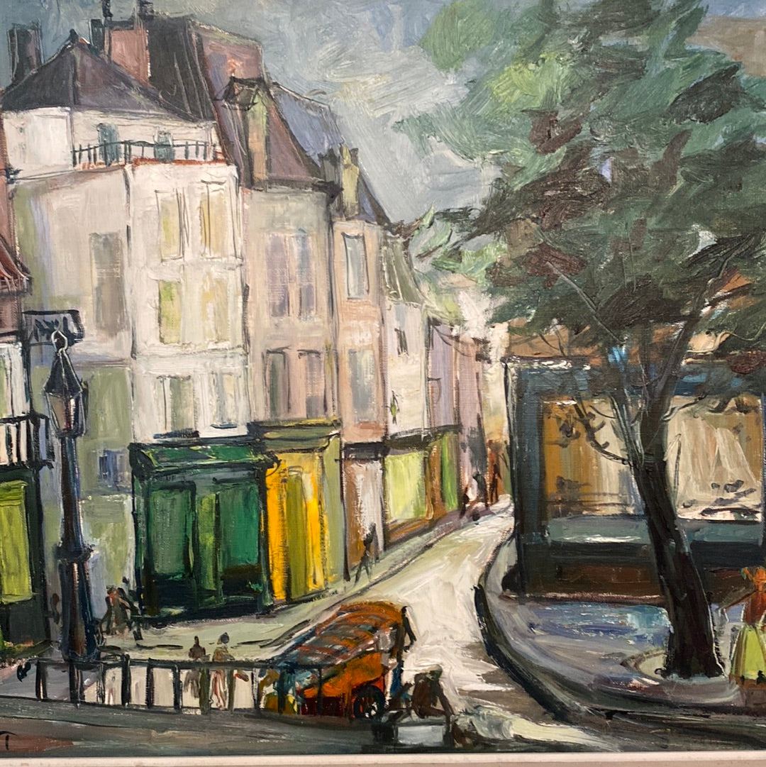 Monmarte Painting Oil on Canvas - The White Barn Antiques