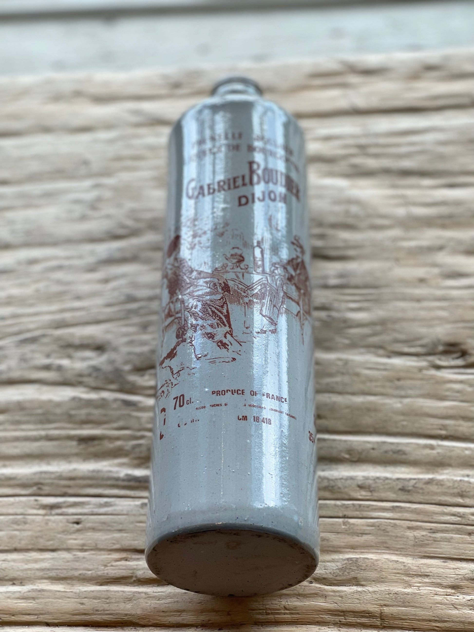 Vintage Mid 20th Century French Stoneware Prunelle De Bourgogne Liquor Bottle - The White Barn Antiques