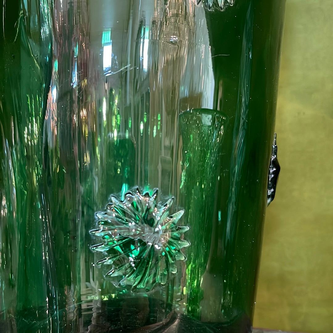 Empoli Green Glass Vase with Applied Star - The White Barn Antiques