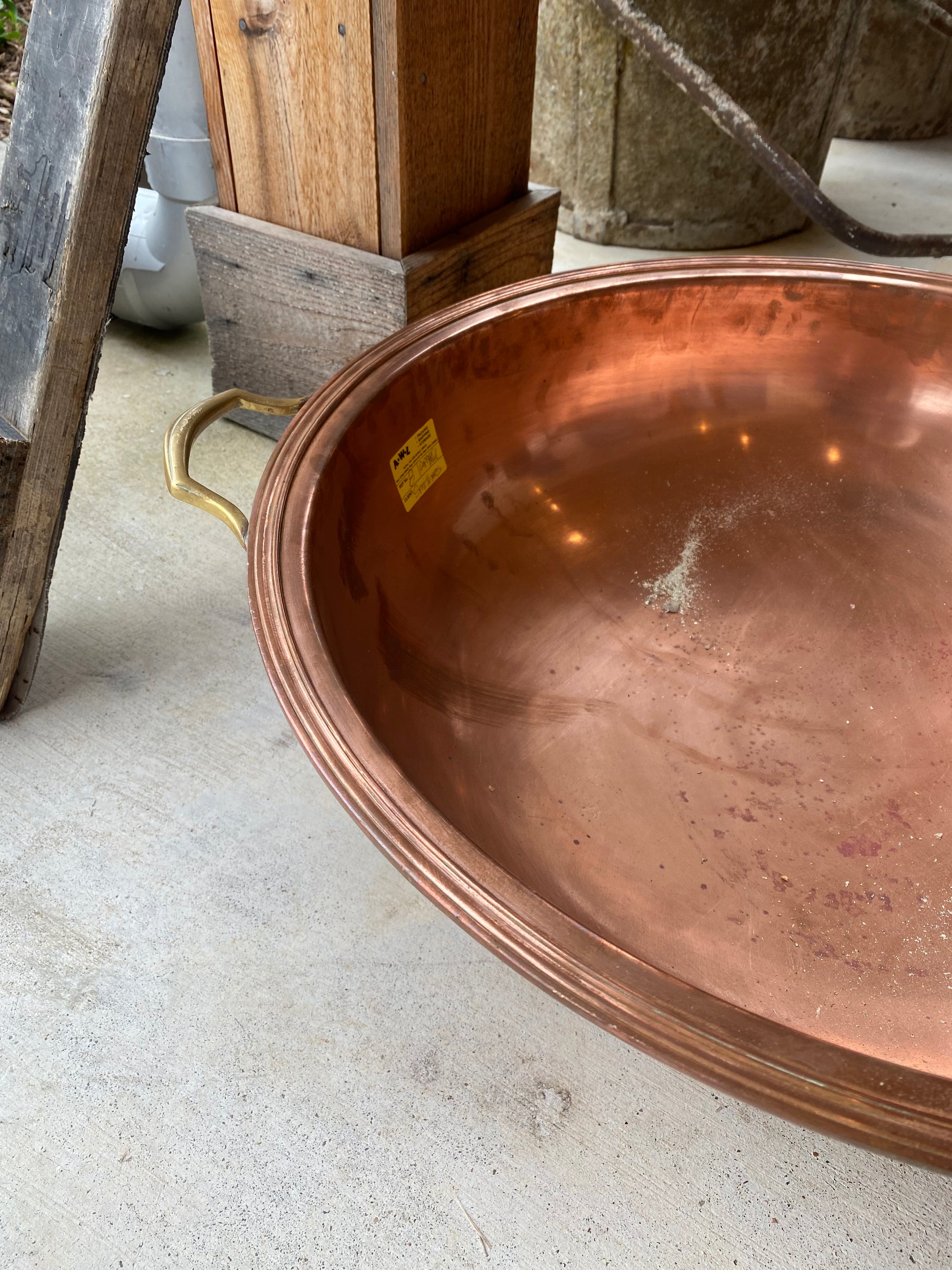 Large Copper Champagne Bowl with Handles - The White Barn Antiques