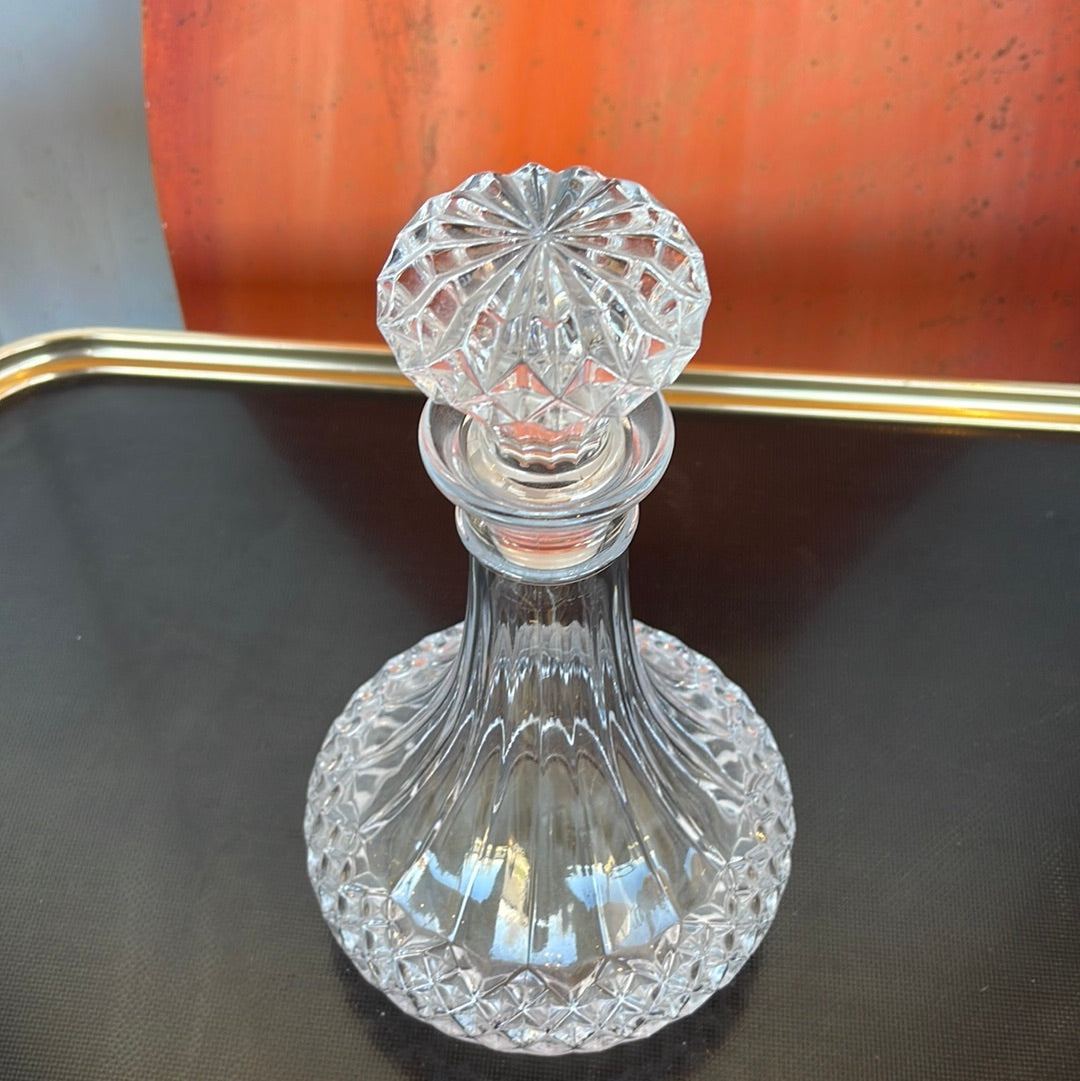 Glass Decanter with Decorative and Matching Lid - The White Barn Antiques