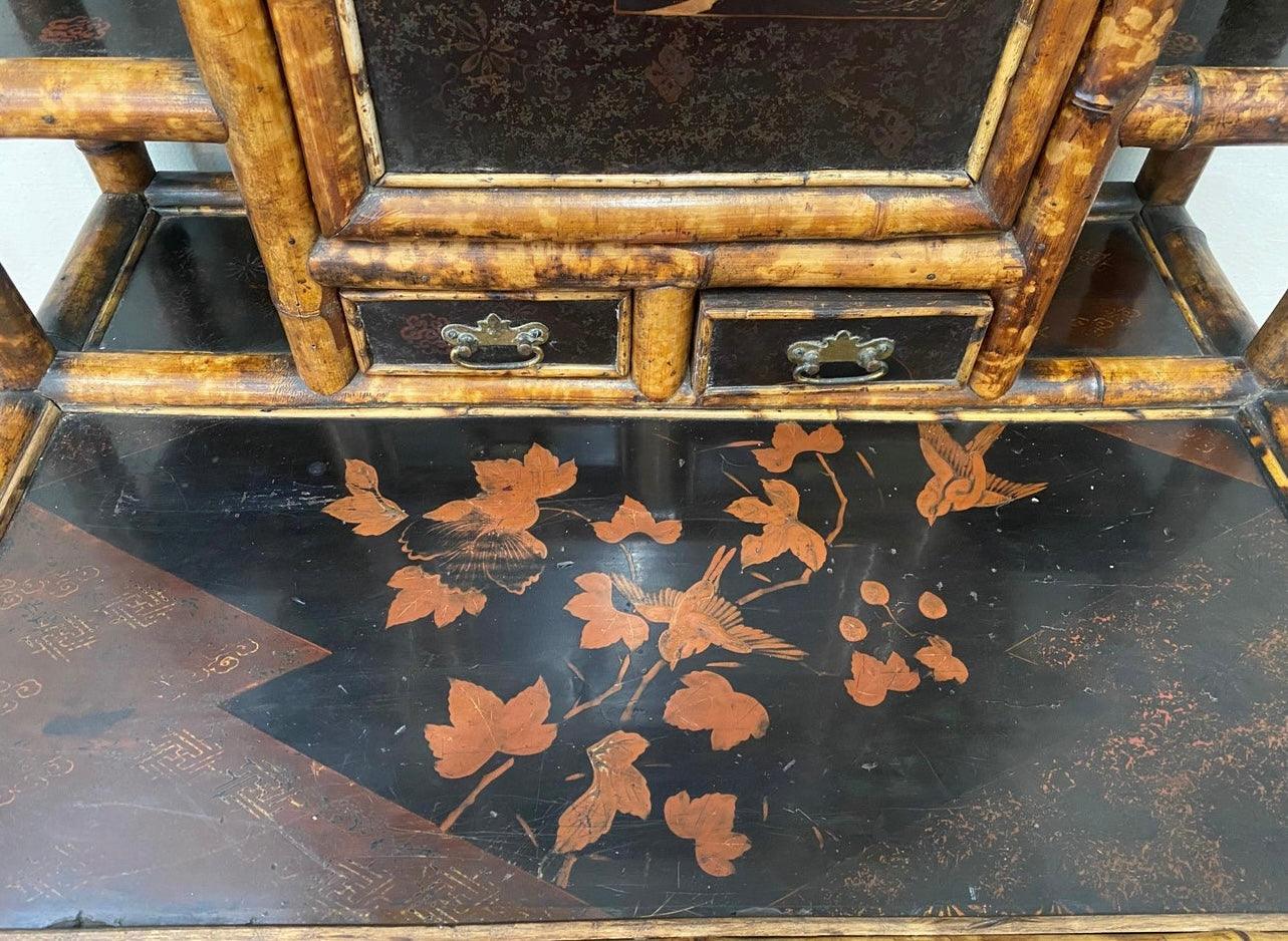 19th Century Original Lacquer Bamboo Cabinet - The White Barn Antiques