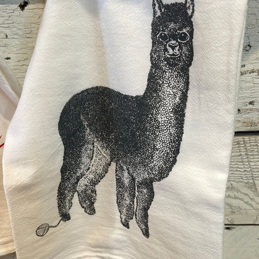 Llama Flour Sack Tea Towel - The White Barn Antiques