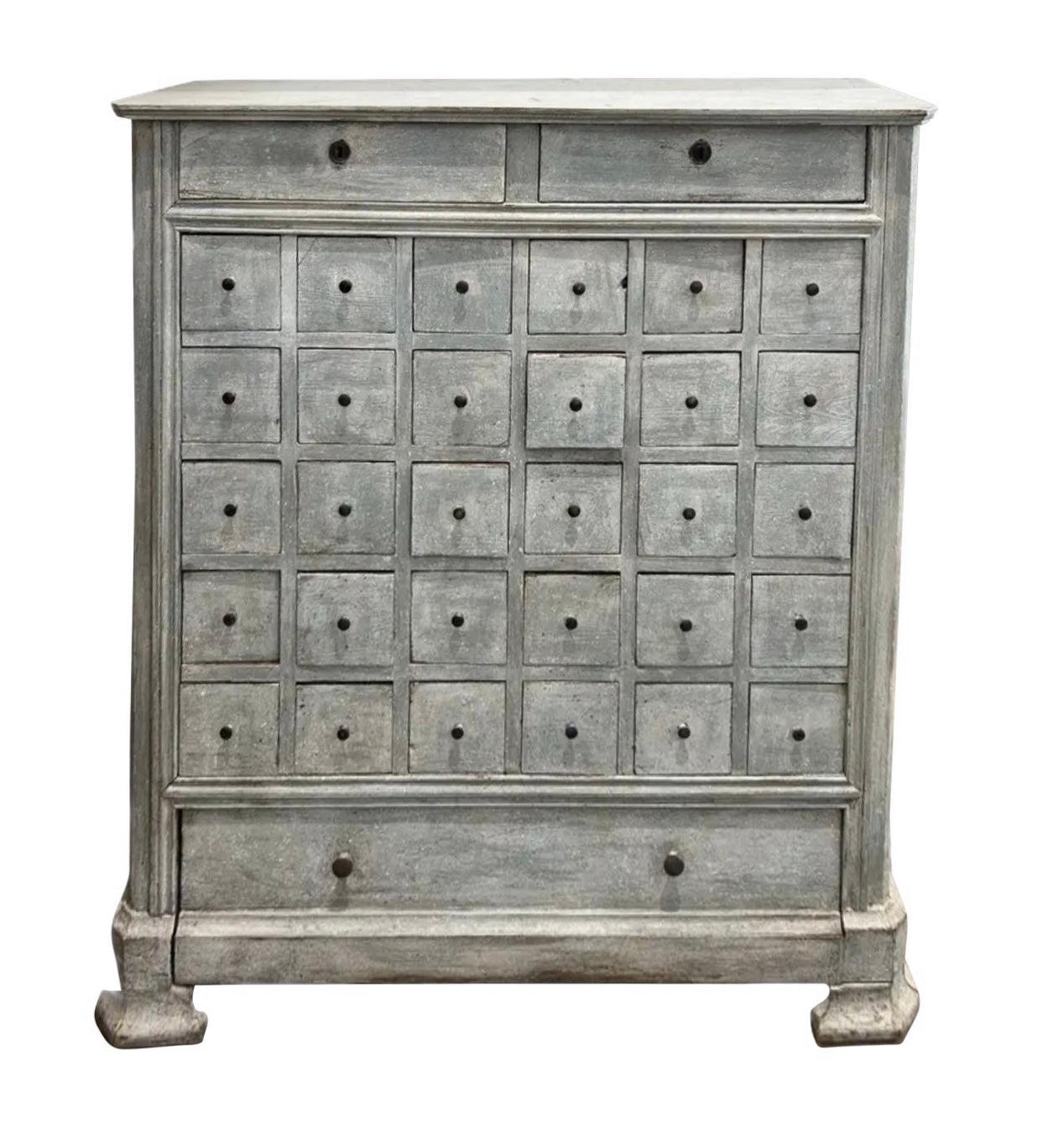 Blue Bank of Drawers - The White Barn Antiques