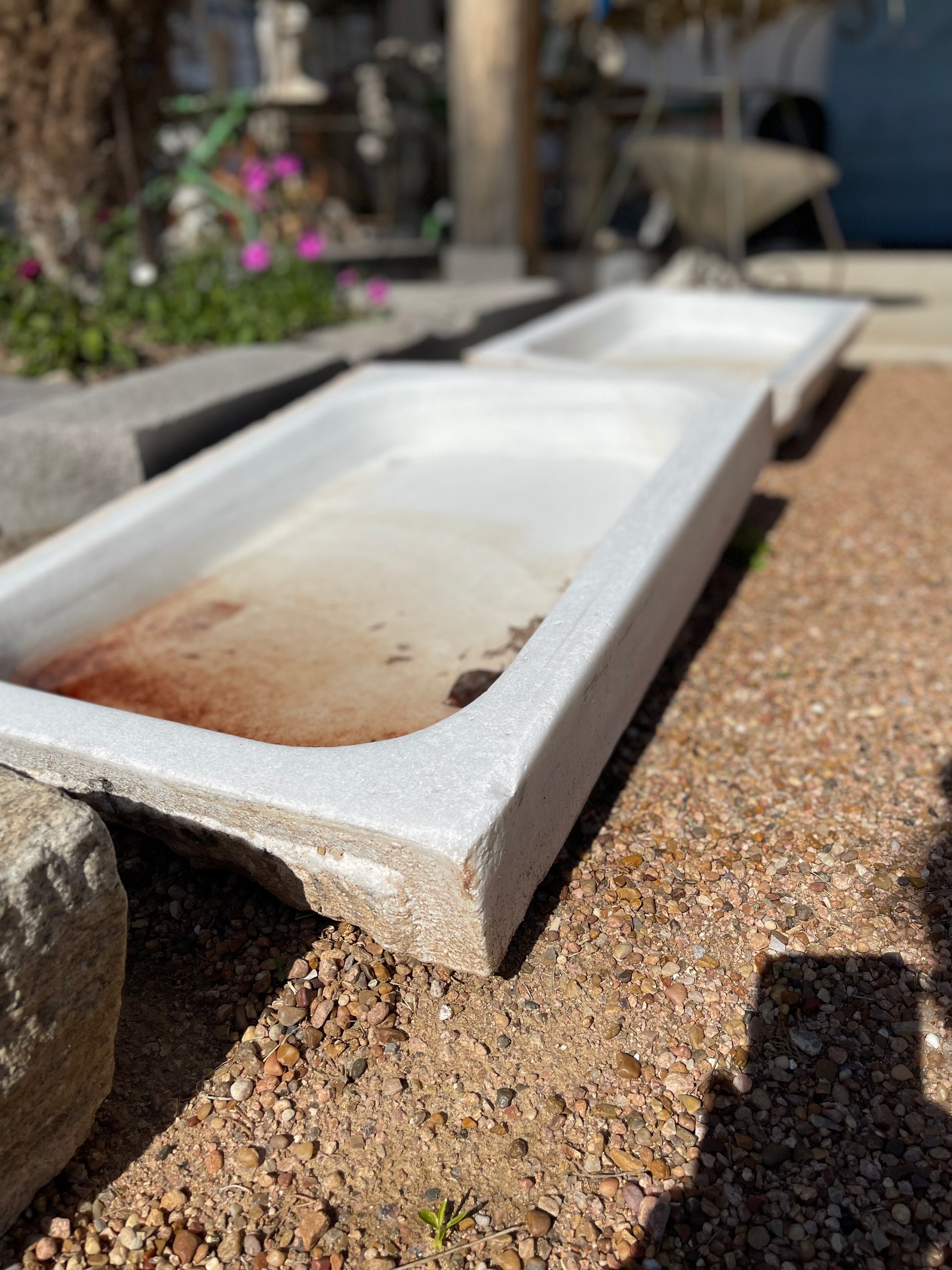 Spanish White Marble Sink - The White Barn Antiques