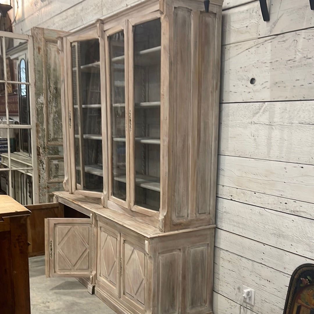 French Walnut China Cabinet with Glass Doors - The White Barn Antiques